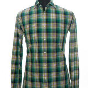Orian Vintage Green Plaid Regular Fit Shirt Large